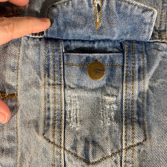 Mono B woman cropped Distressed Puffed Long sleeve Denim Jacket size Small - Picture 7 of 16